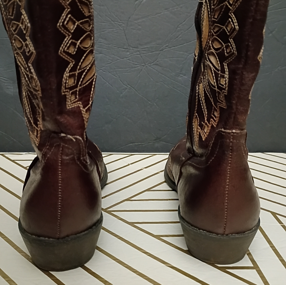 Coconuts by Matisse Dark Brown Embroidered Heeled Boots - Picture 9 of 12
